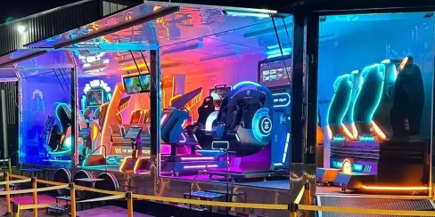 Futuristic VR Gaming Stations in the Mobile Trailer